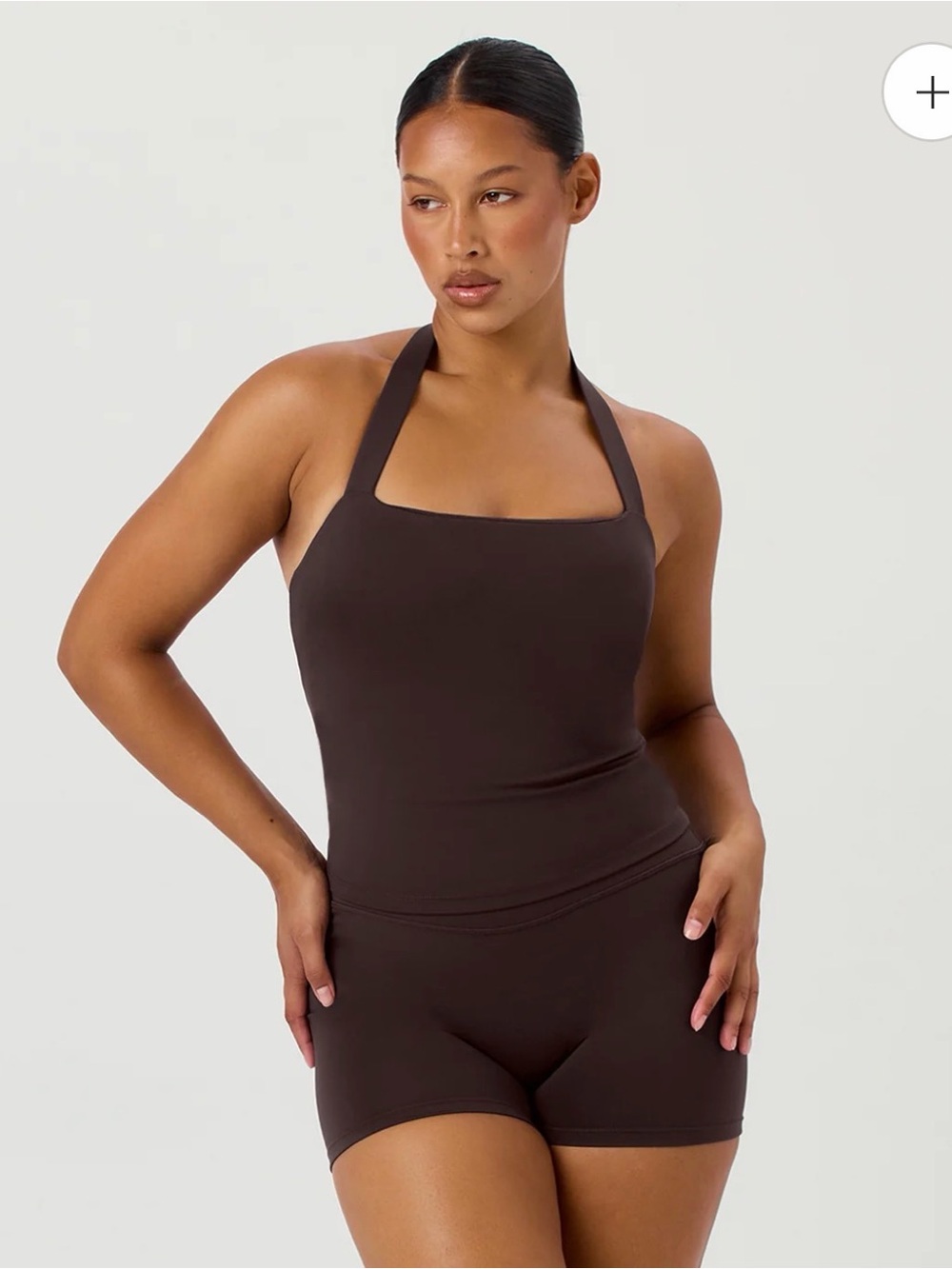 NWT Crop Shop Boutique CSB Serenity Halle Halter Tank in Espresso Size Small